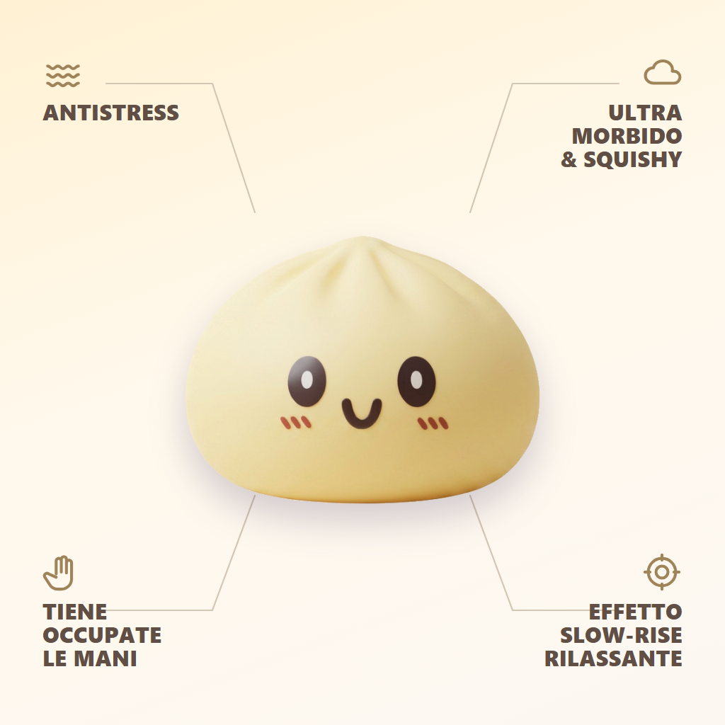 Squishy Dumpling Giallo Gigante Jumbo — i punti di forza
