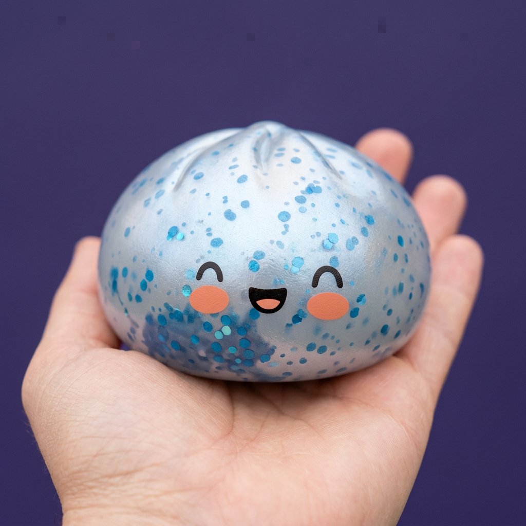 Dumpling Squishy Sparkle Blu Ghiaccio — squishy antistress slow-rise kawaii