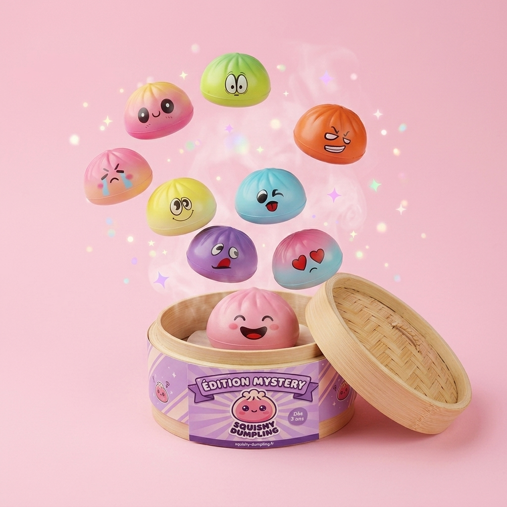 Mini Dumpling Squishy Kawaii Mystery con Cestino — squishy antistress slow-rise kawaii