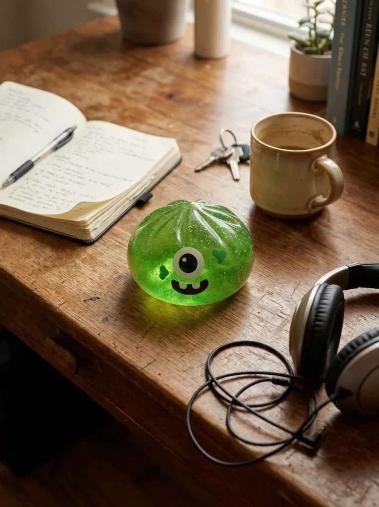 Squishy Dumpling Monster Halloween Verde Glitter — squishy antistress slow-rise kawaii