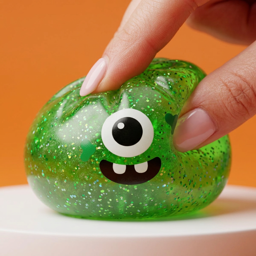 Squishy Dumpling Monster Halloween Verde Glitter — squishy antistress slow-rise kawaii