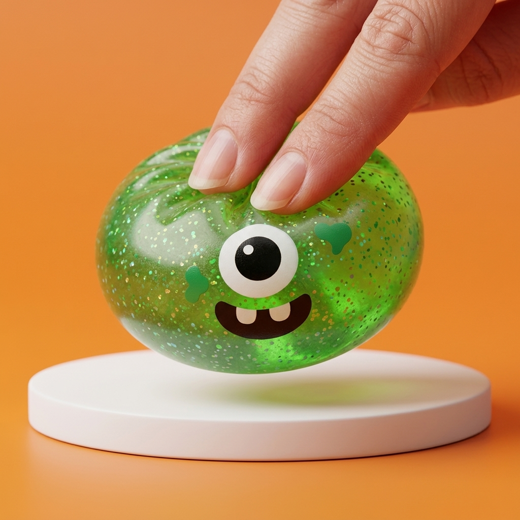 Squishy Dumpling Monster Halloween Verde Glitter — squishy antistress slow-rise kawaii