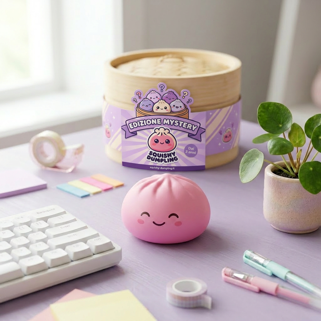 Mystery Dumpling Squishy con Cestino di Bambù — squishy antistress slow-rise kawaii