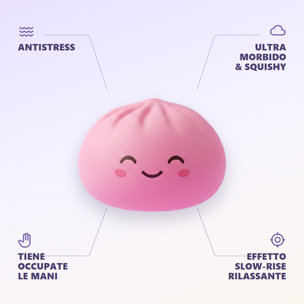 Mystery Dumpling Squishy con Cestino di Bambù — squishy antistress slow-rise kawaii