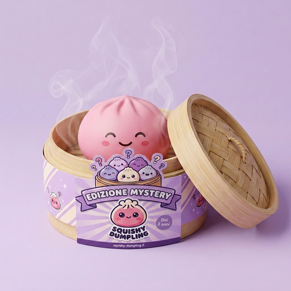 Mystery Dumpling Squishy con Cestino di Bambù — squishy antistress slow-rise kawaii