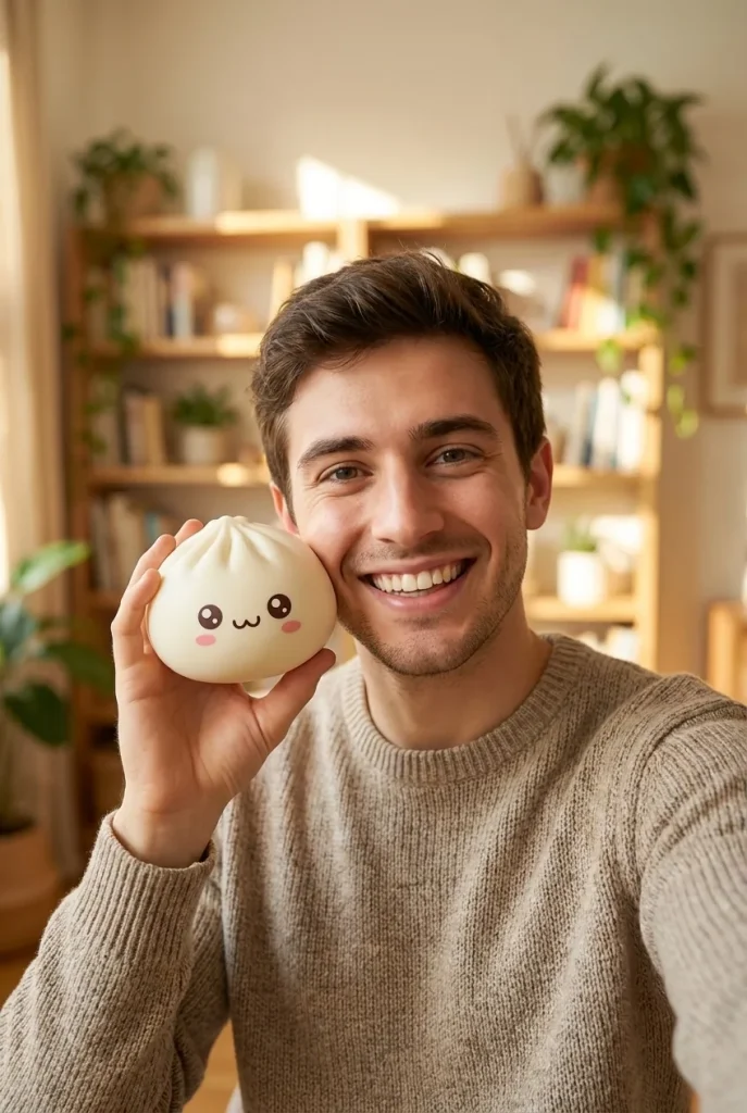 Mystery Dumpling Squishy con Cestino di Bambù — squishy antistress slow-rise kawaii