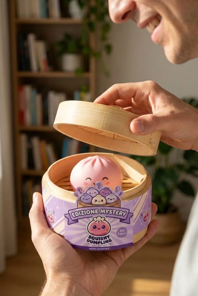 Mystery Dumpling Squishy con Cestino di Bambù — squishy antistress slow-rise kawaii