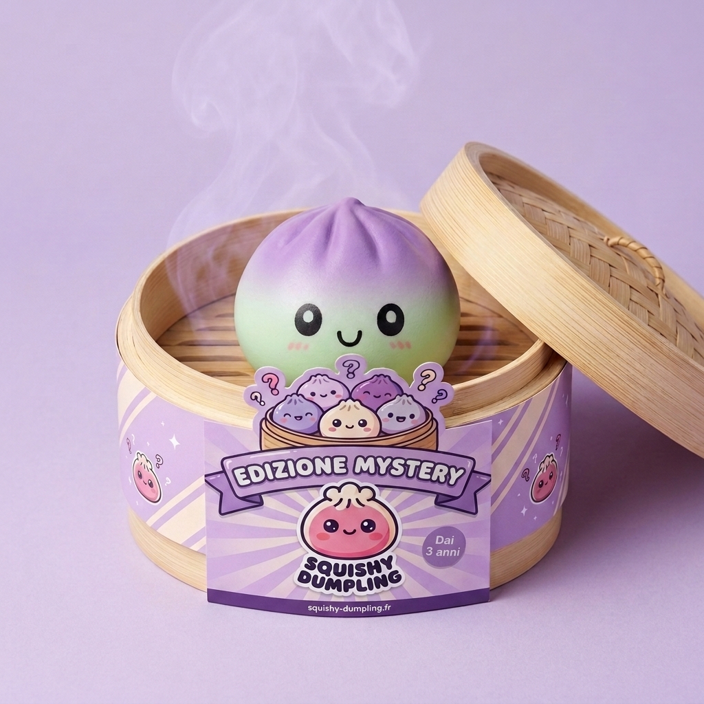 Dumpling Squishy Ombre Mystery a Sorpresa nel suo cestino di bambù per vapore