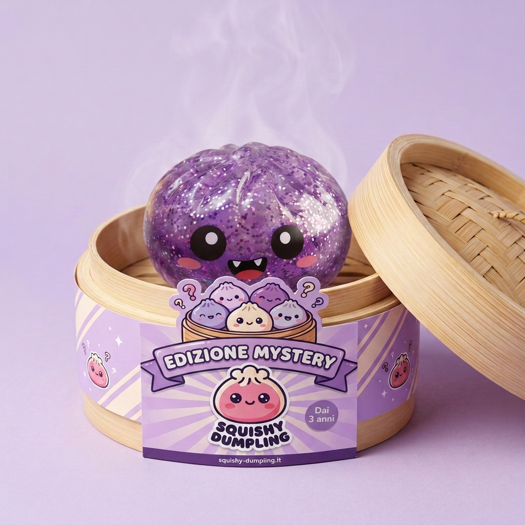 Squishy Dumpling Mystery Halloween Edizione Sorpresa nel suo cestino di bambù per vapore