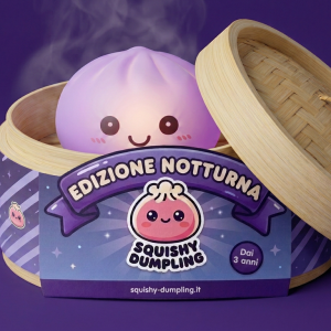 Mystery Squishy Dumpling Luminoso nel suo cestino di bambù per vapore