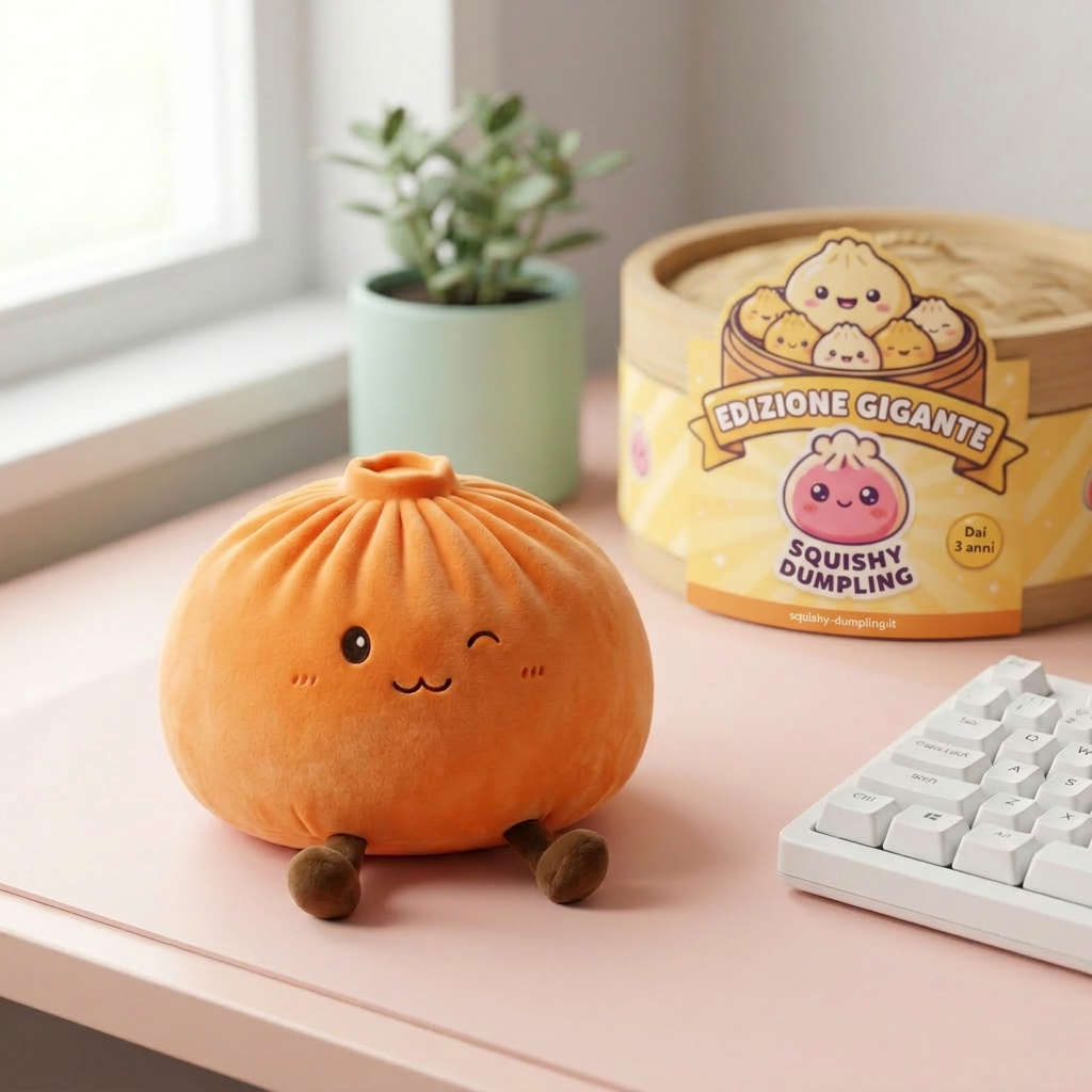 Giant Dumpling Squishy Arancione — squishy antistress slow-rise kawaii