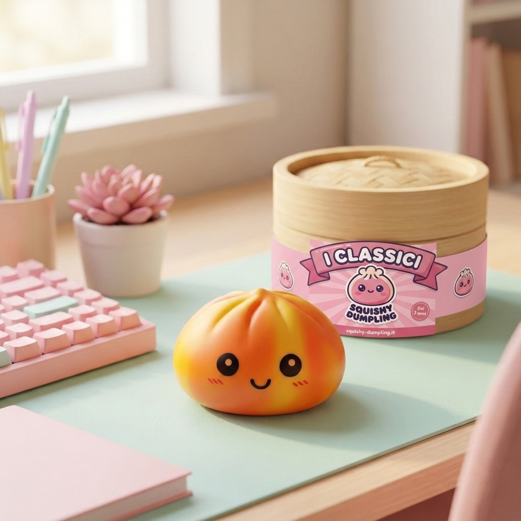 Squishy Dumpling Tie Dye Orange Effetto Marmo — squishy antistress slow-rise kawaii