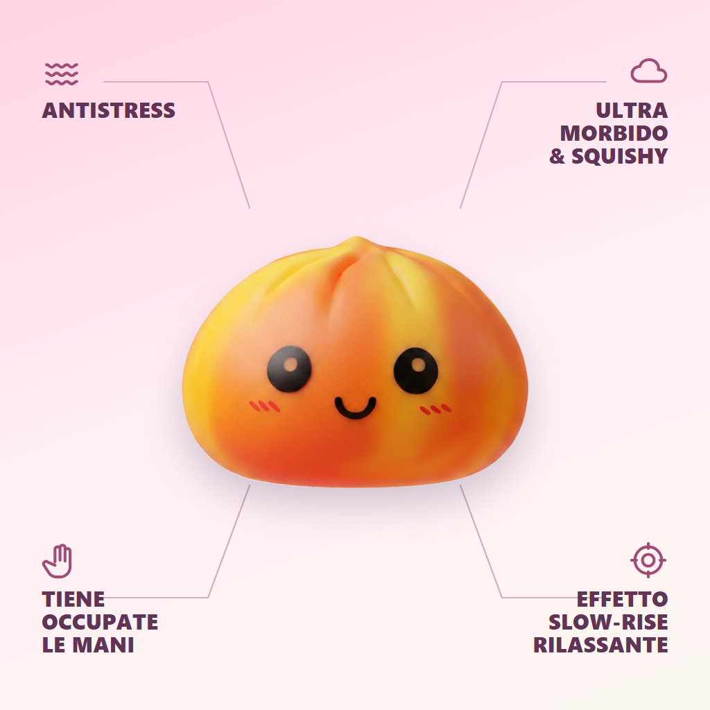 Squishy Dumpling Tie Dye Orange Effetto Marmo — squishy antistress slow-rise kawaii