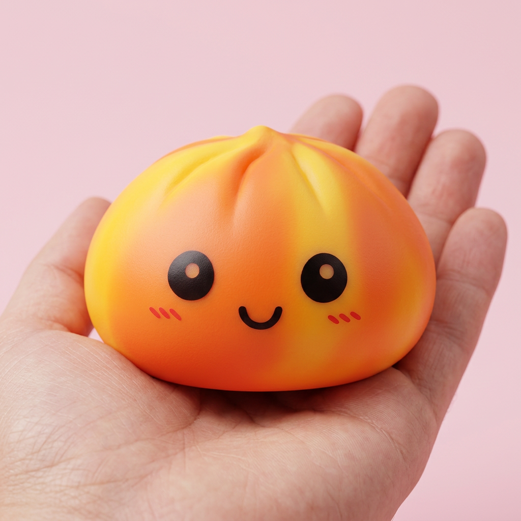 Squishy Dumpling Tie Dye Orange Effetto Marmo — squishy antistress slow-rise kawaii