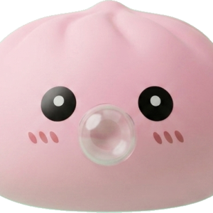 Dumpling Squishy Rosa Soffice con Cestino Bamboo — squishy antistress slow-rise kawaii