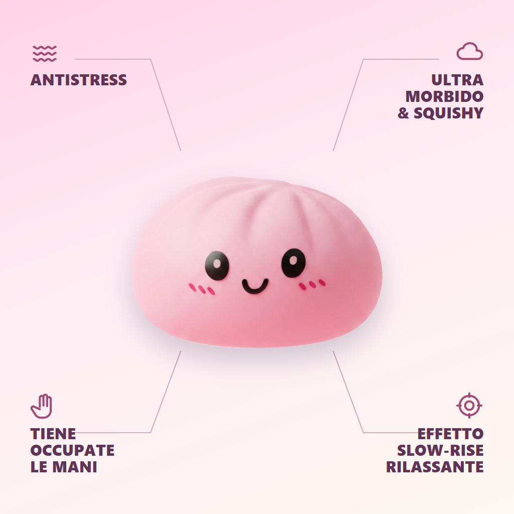 Pink Squishy Dumpling Dolcezza Fiorita — squishy antistress slow-rise kawaii