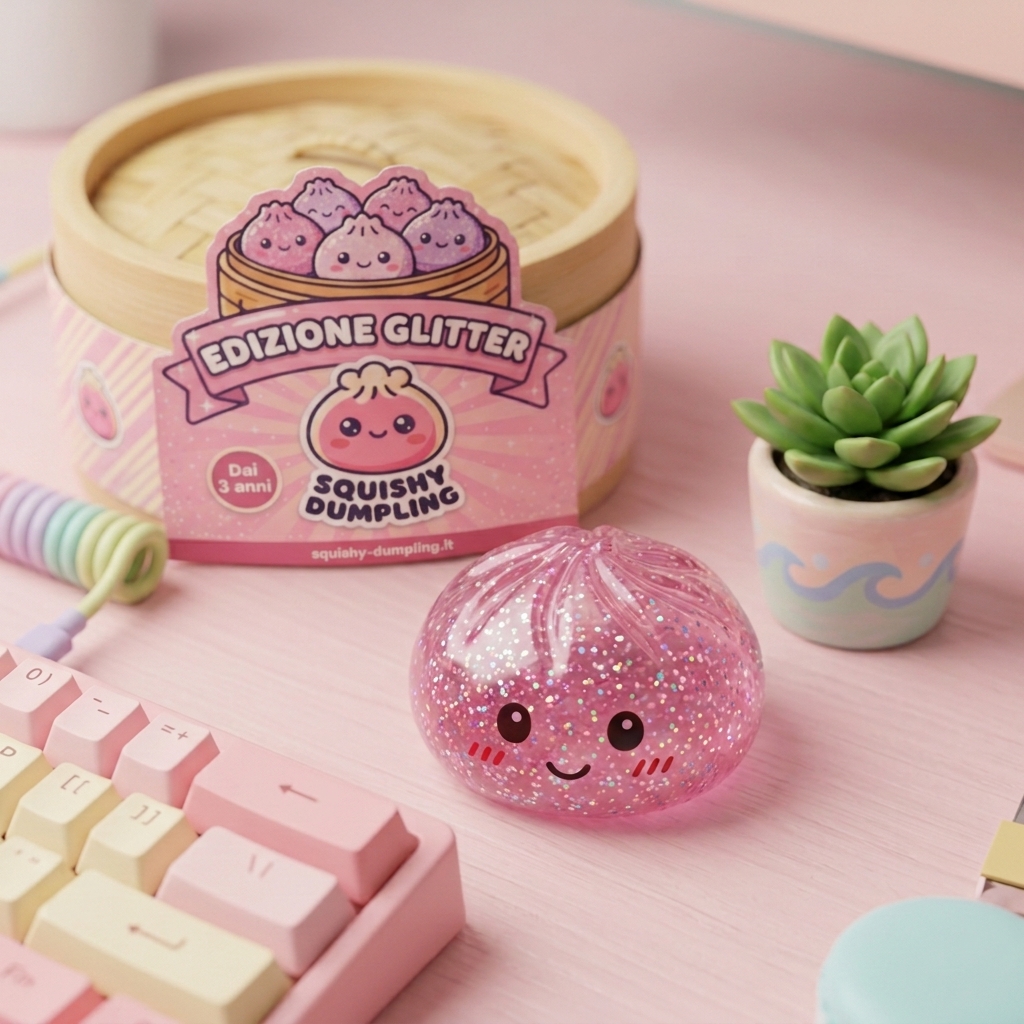 Glitter Dumpling Squishy Rosa Kawaii — squishy antistress slow-rise kawaii