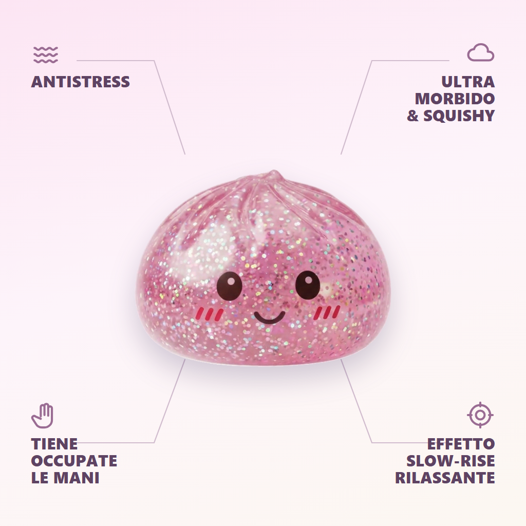 Glitter Dumpling Squishy Rosa Kawaii — squishy antistress slow-rise kawaii