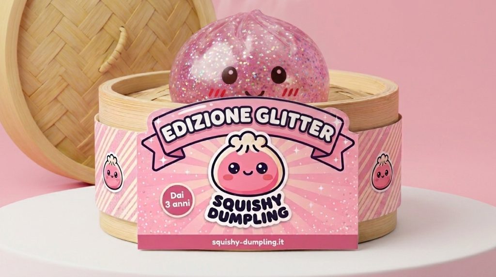 Glitter Dumpling Squishy Rosa Kawaii — squishy antistress slow-rise kawaii