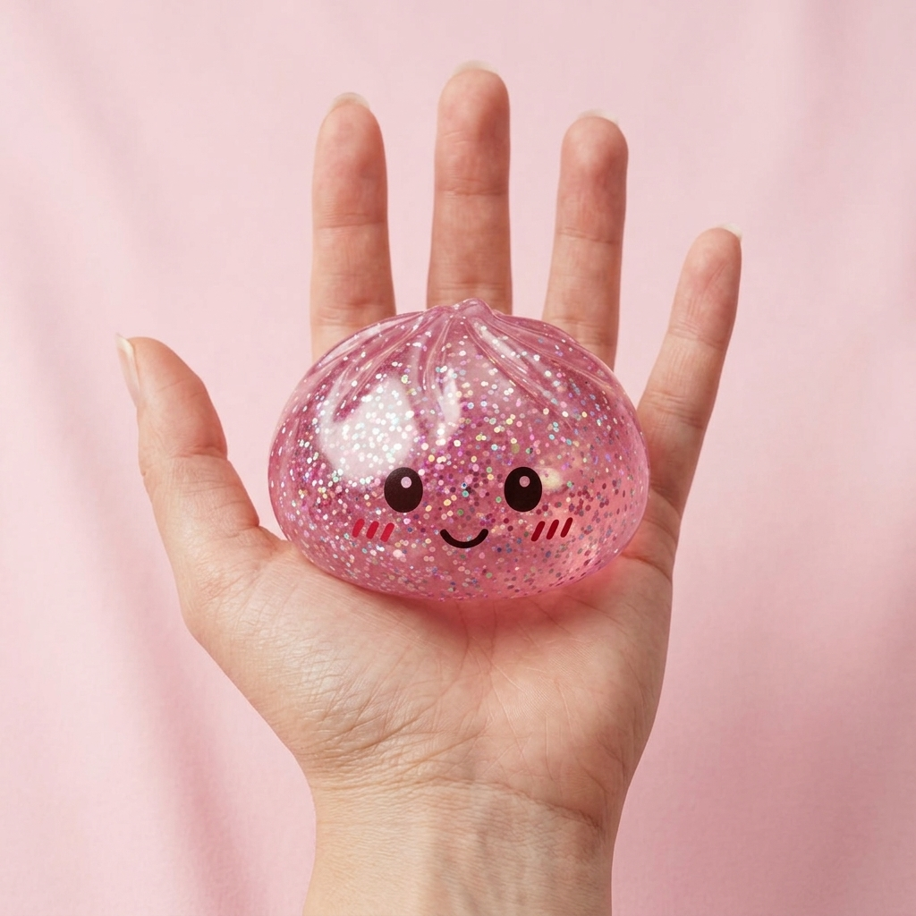 Glitter Dumpling Squishy Rosa Kawaii — squishy antistress slow-rise kawaii