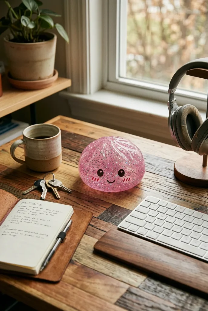 Glitter Dumpling Squishy Rosa Kawaii — squishy antistress slow-rise kawaii