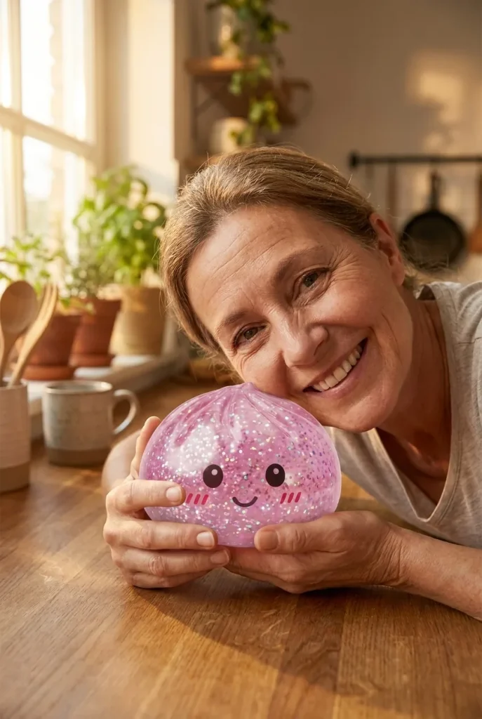 Glitter Dumpling Squishy Rosa Kawaii — squishy antistress slow-rise kawaii
