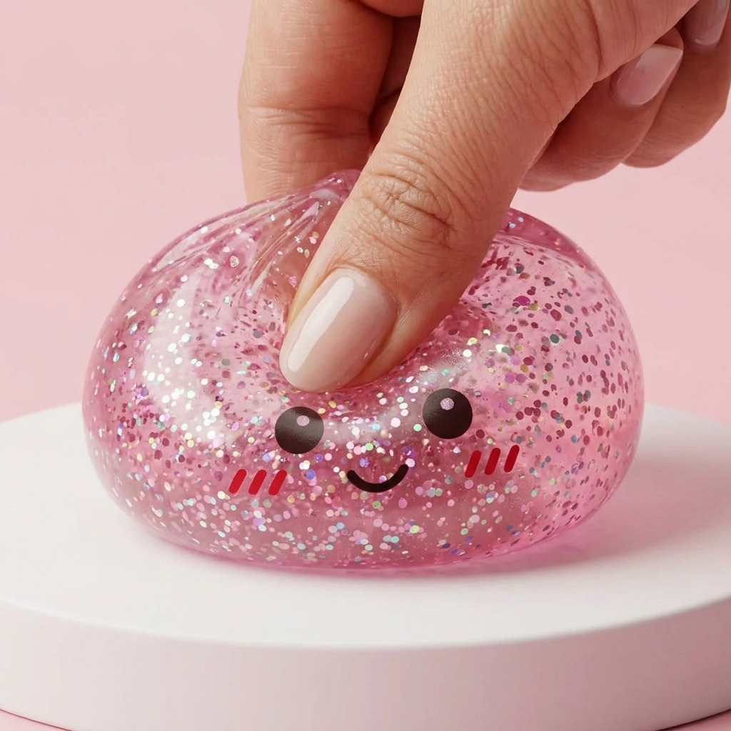 Glitter Dumpling Squishy Rosa Kawaii — squishy antistress slow-rise kawaii