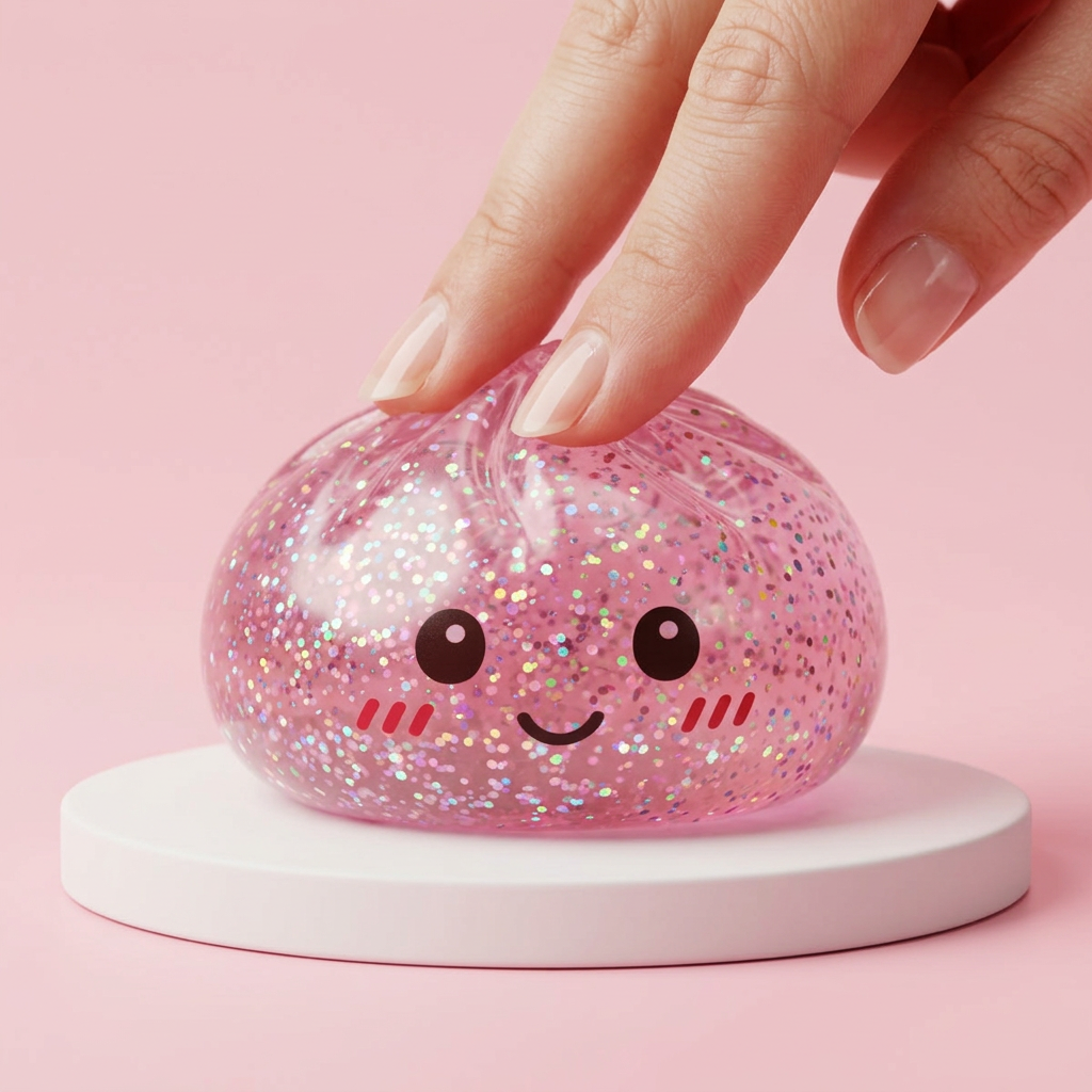 Glitter Dumpling Squishy Rosa Kawaii — squishy antistress slow-rise kawaii