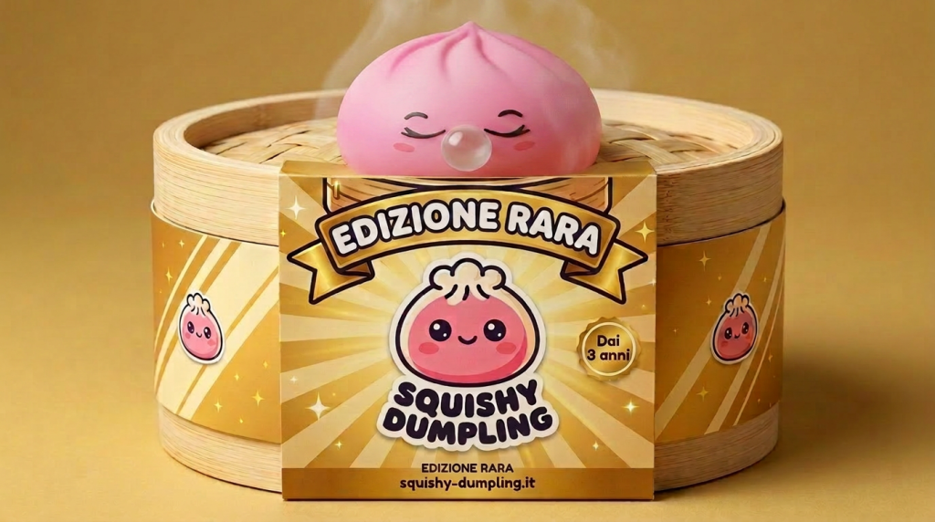 Dumpling Squishy Rosa Rare Blow con Cestino — squishy antistress slow-rise kawaii
