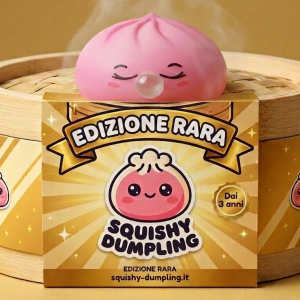 Dumpling Squishy Rosa Rare Blow con Cestino — squishy antistress slow-rise kawaii