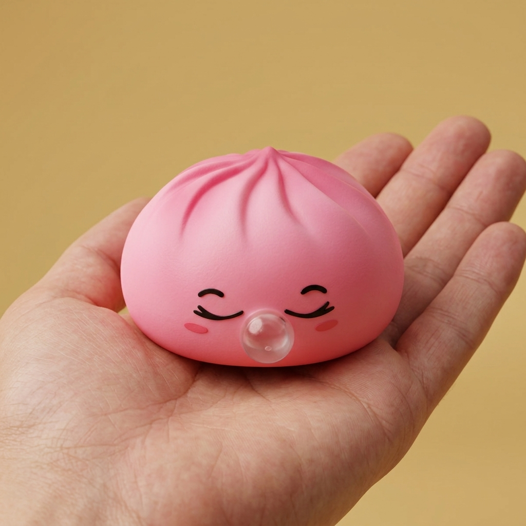 Dumpling Squishy Rosa Rare Blow con Cestino — squishy antistress slow-rise kawaii