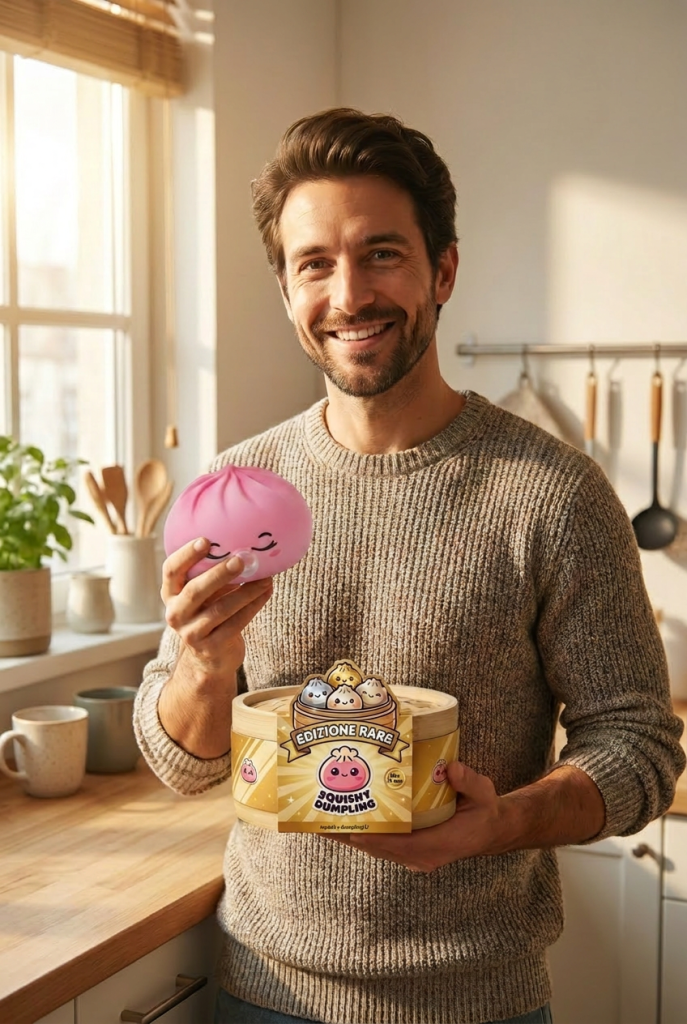 Dumpling Squishy Rosa Rare Blow con Cestino — squishy antistress slow-rise kawaii