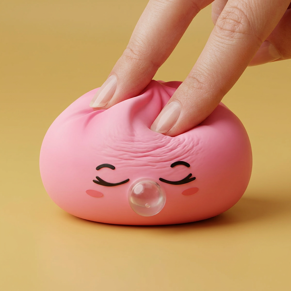 Dumpling Squishy Rosa Rare Blow con Cestino — squishy antistress slow-rise kawaii