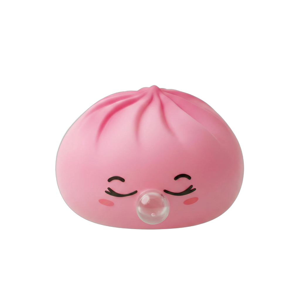 Dumpling Squishy Rosa Rare Blow con Cestino — squishy antistress slow-rise kawaii