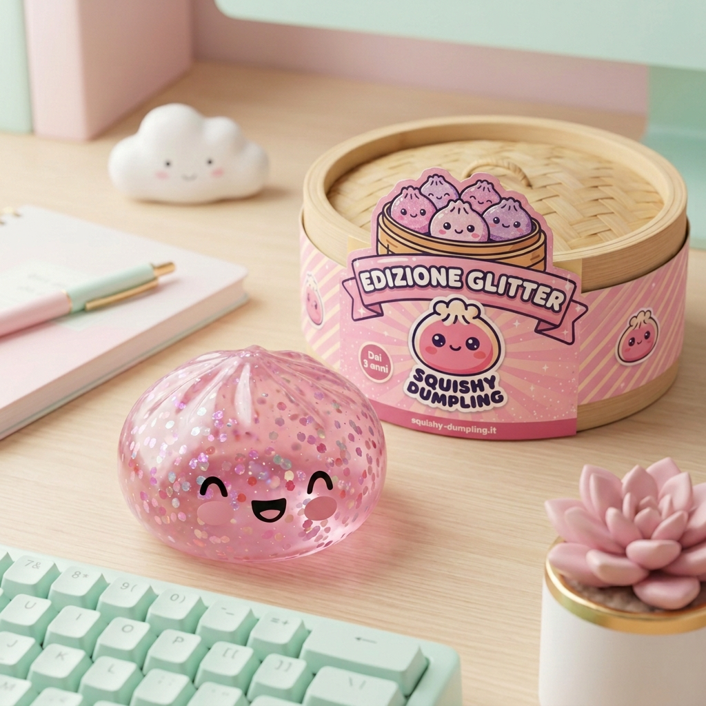 Dumpling Squishy Rose Sparkle Bubblegum — squishy antistress slow-rise kawaii