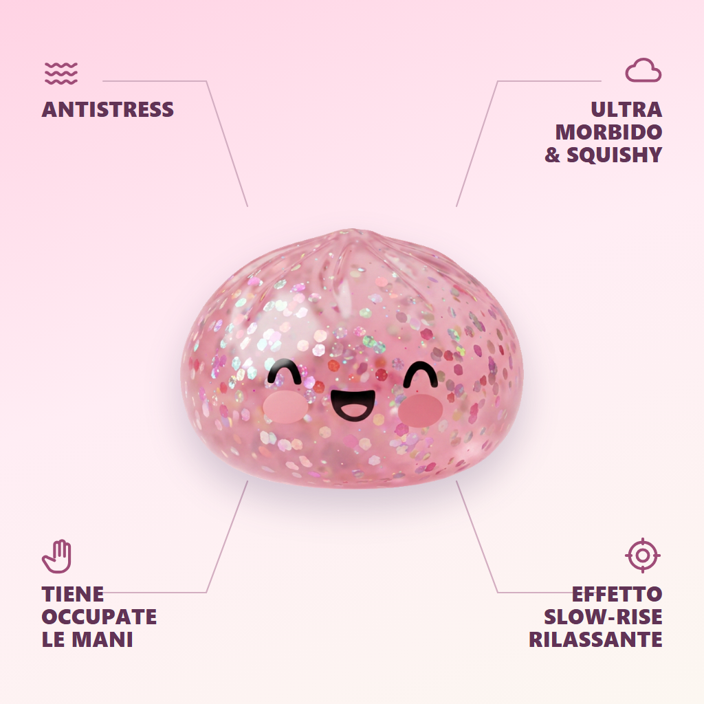 Dumpling Squishy Rose Sparkle Bubblegum — squishy antistress slow-rise kawaii