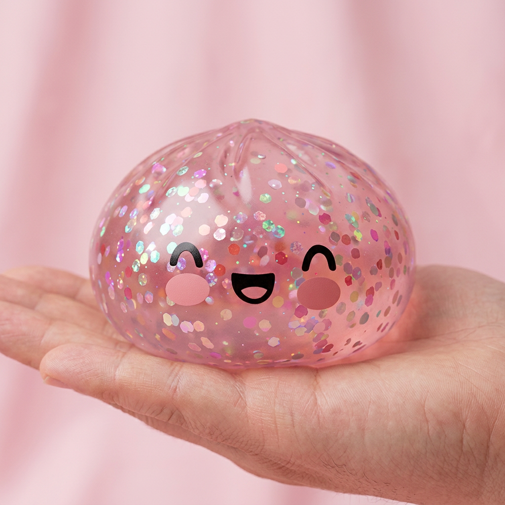 Dumpling Squishy Rose Sparkle Bubblegum — squishy antistress slow-rise kawaii