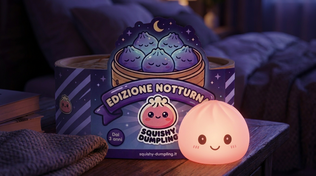 Dumpling Squishy Luce Notturna Rosa Tenero — squishy antistress slow-rise kawaii