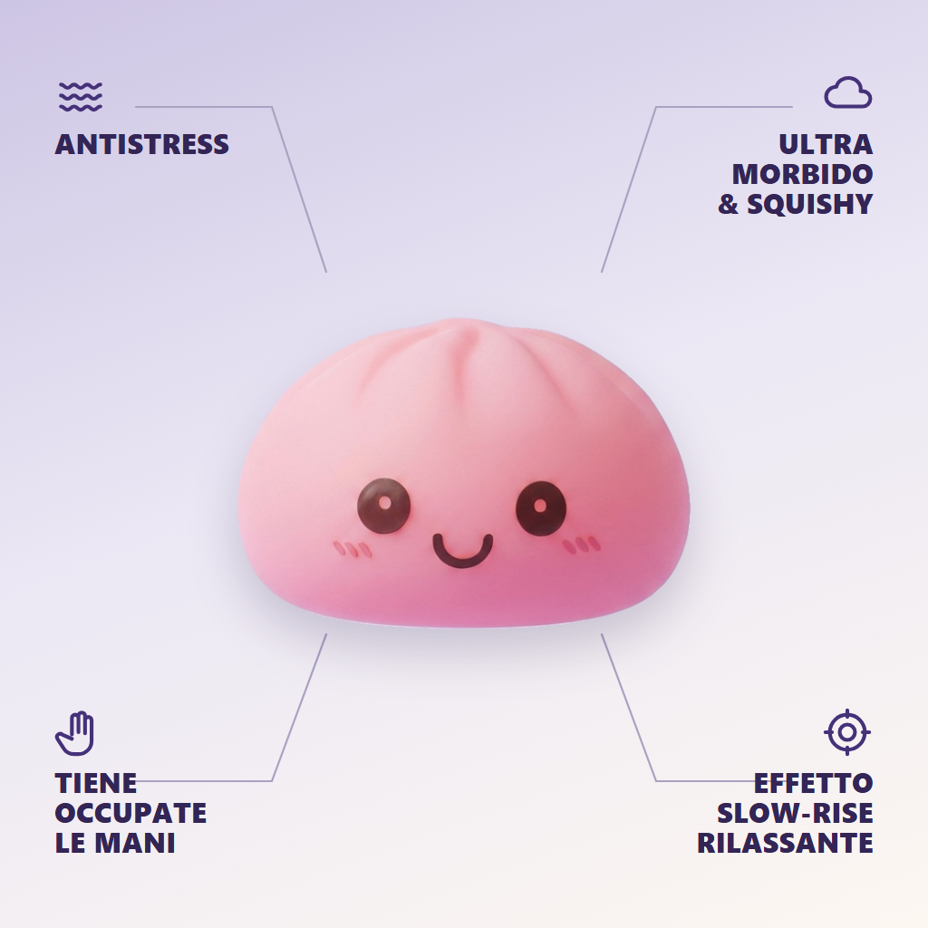 Dumpling Squishy Luce Notturna Rosa Tenero — squishy antistress slow-rise kawaii