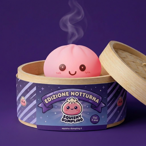 Dumpling Squishy Luce Notturna Rosa Tenero — squishy antistress slow-rise kawaii