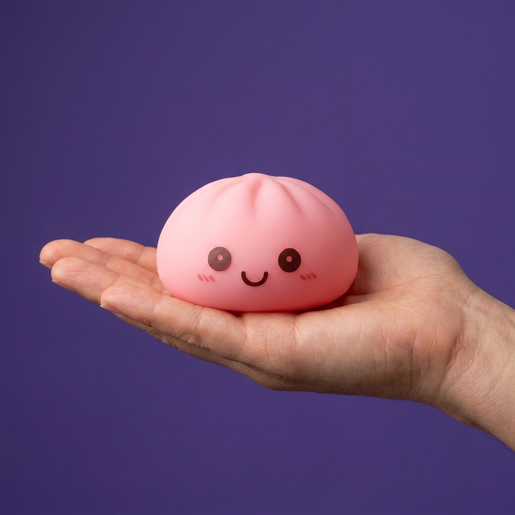 Dumpling Squishy Luce Notturna Rosa Tenero — squishy antistress slow-rise kawaii