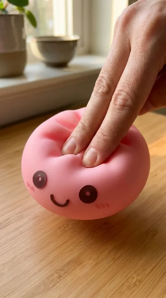 Dumpling Squishy Luce Notturna Rosa Tenero — squishy antistress slow-rise kawaii