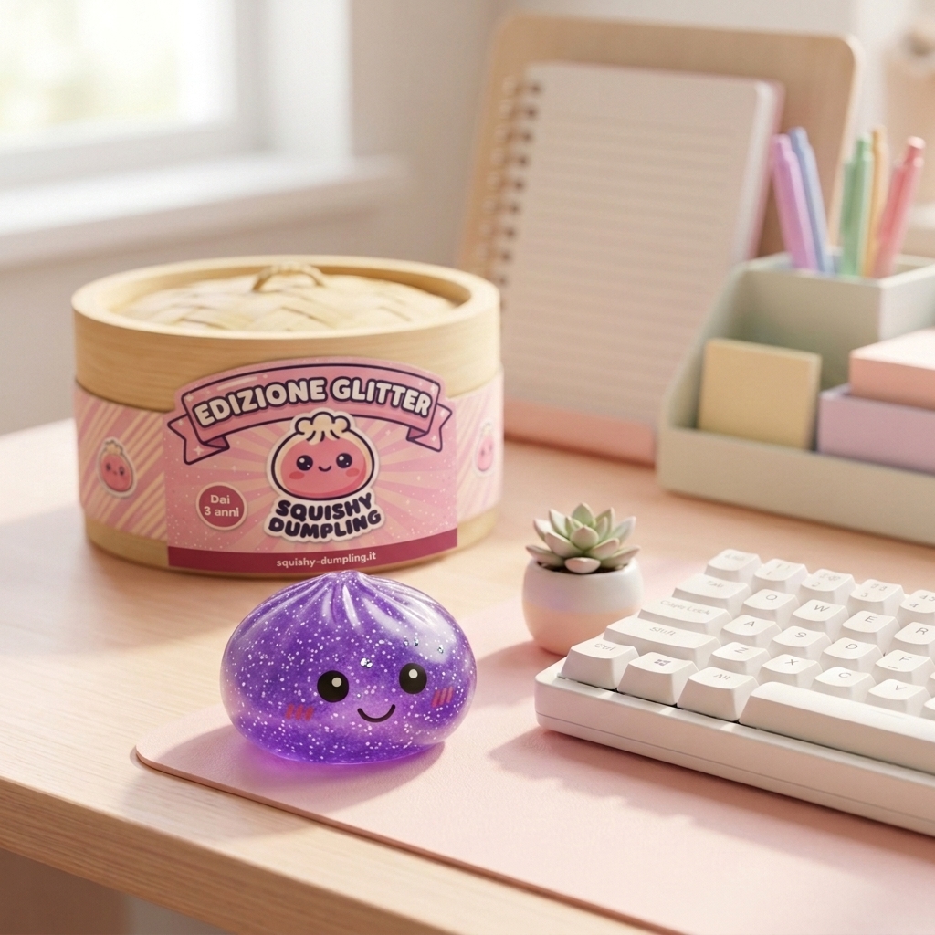 Glitter Dumpling Squishy Viola Sognante — squishy antistress slow-rise kawaii