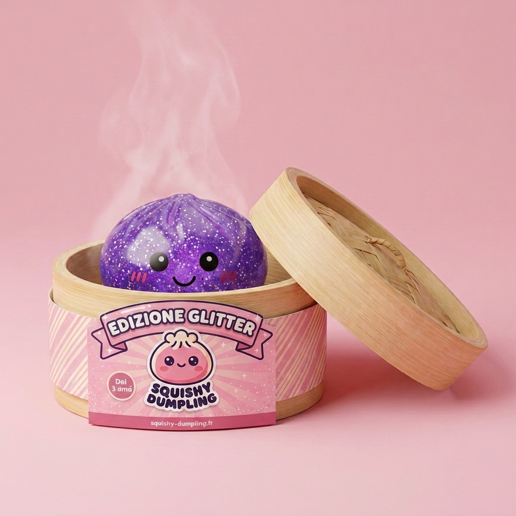 Glitter Dumpling Squishy Viola Sognante — squishy antistress slow-rise kawaii