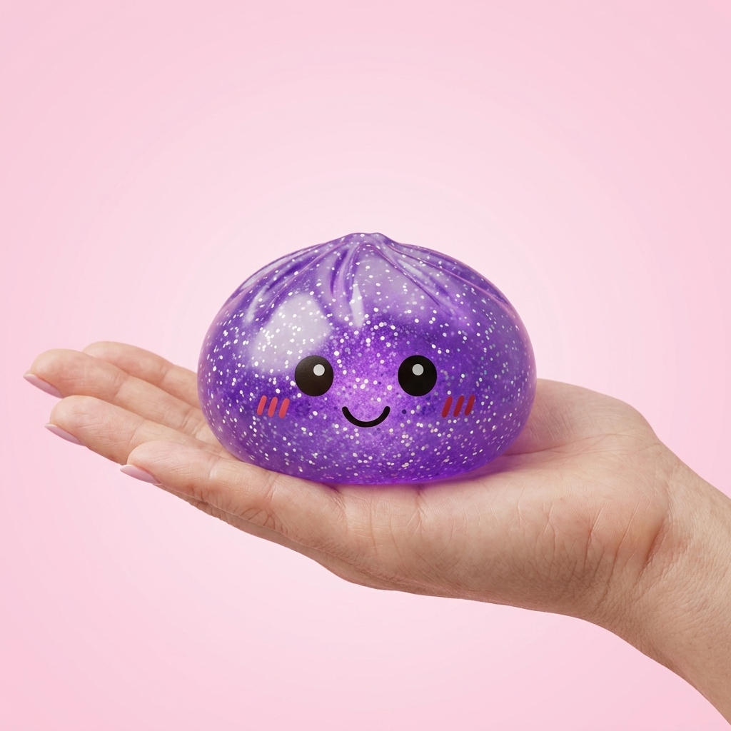 Glitter Dumpling Squishy Viola Sognante — squishy antistress slow-rise kawaii
