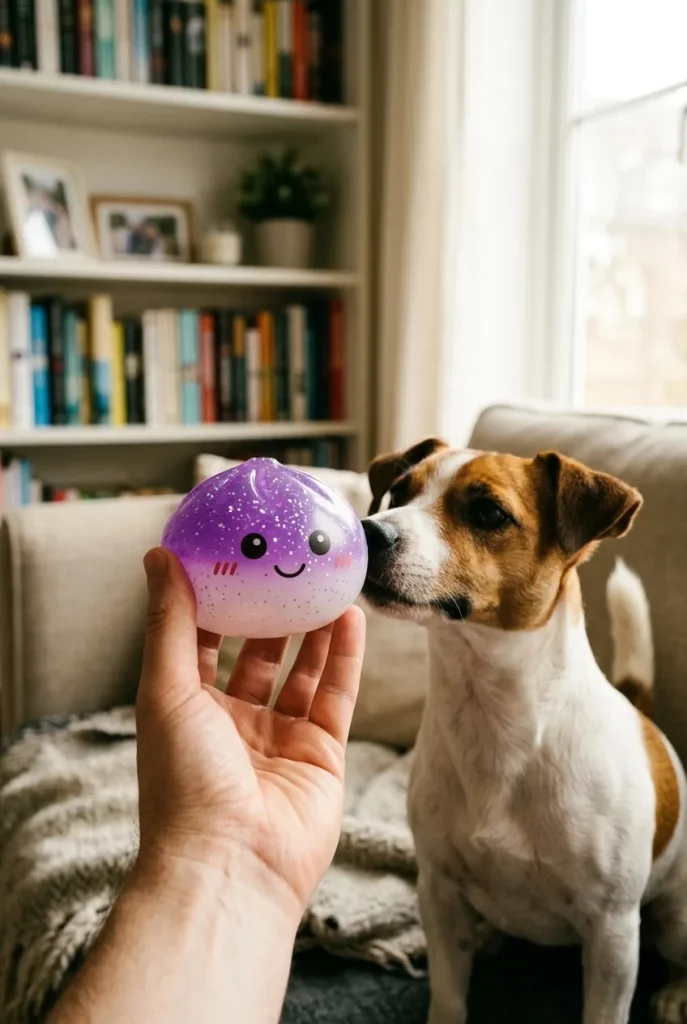 Glitter Dumpling Squishy Viola Sognante — squishy antistress slow-rise kawaii