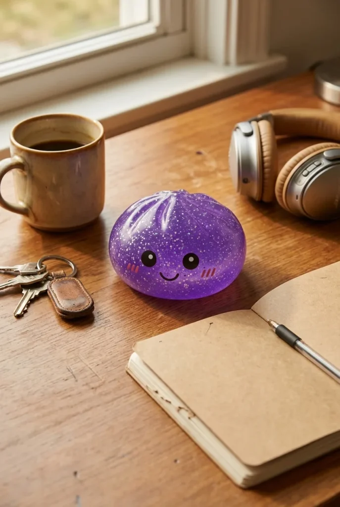 Glitter Dumpling Squishy Viola Sognante — squishy antistress slow-rise kawaii