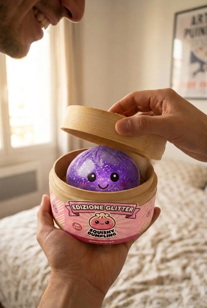 Glitter Dumpling Squishy Viola Sognante — squishy antistress slow-rise kawaii