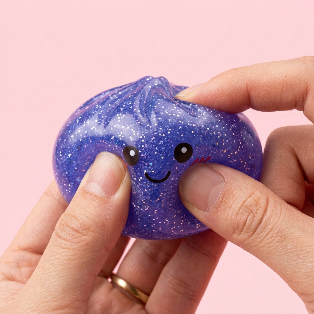 Glitter Dumpling Squishy Viola Sognante — squishy antistress slow-rise kawaii