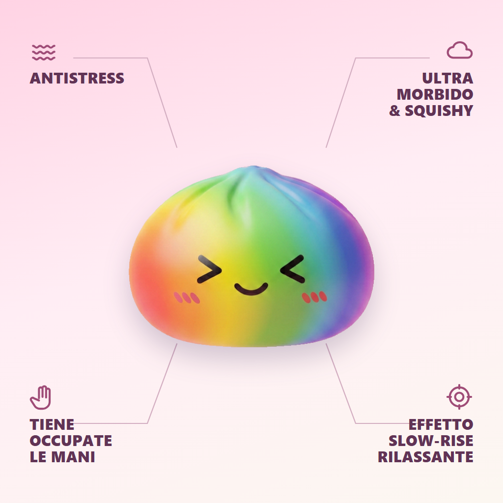 Rainbow Dumpling Squishy Multicolore Kawaii — squishy antistress slow-rise kawaii